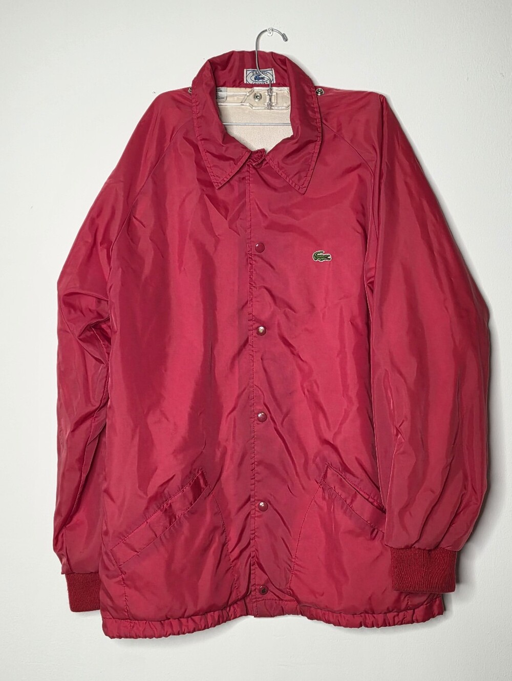 Izod Lacoste Red Raincoat Jacket Vintage Sz L